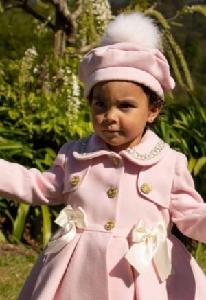 Elegant Classic Pink Mouflon Coat - girl - Image 3