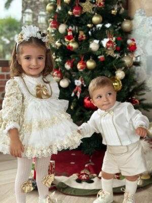 Christmas Boys Set cream and gold - Image 4