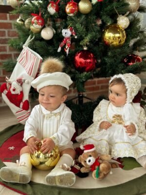 Christmas Boys Set cream and gold - Image 3